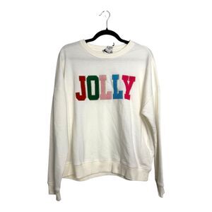 Cupcakes and Cashmere Jolly Christmas Crewneck Sweater Medium NEW with Tags